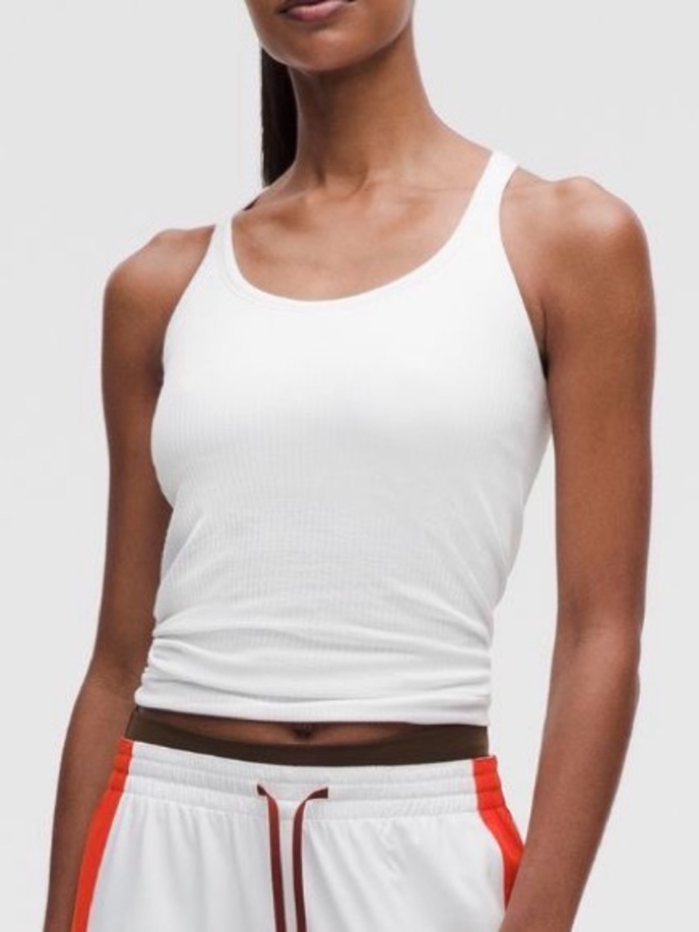 lululemon athletica White Ribbed Scoop Tank